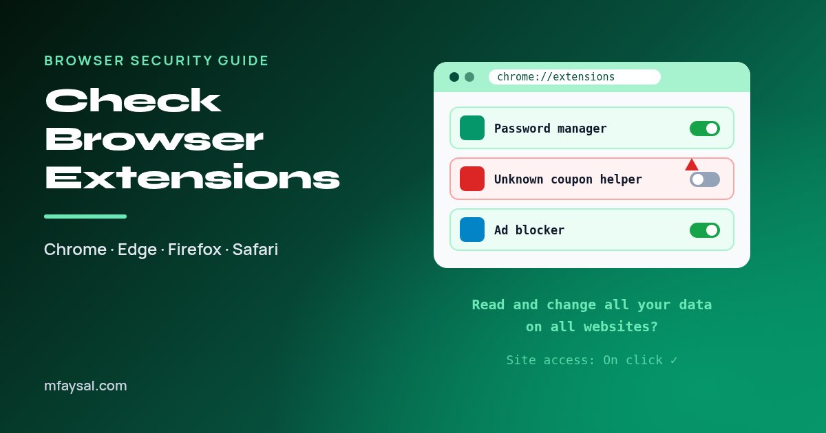 Cover image for How to Check Your Browser Extensions for Malware (Chrome, Edge, Firefox and Safari)