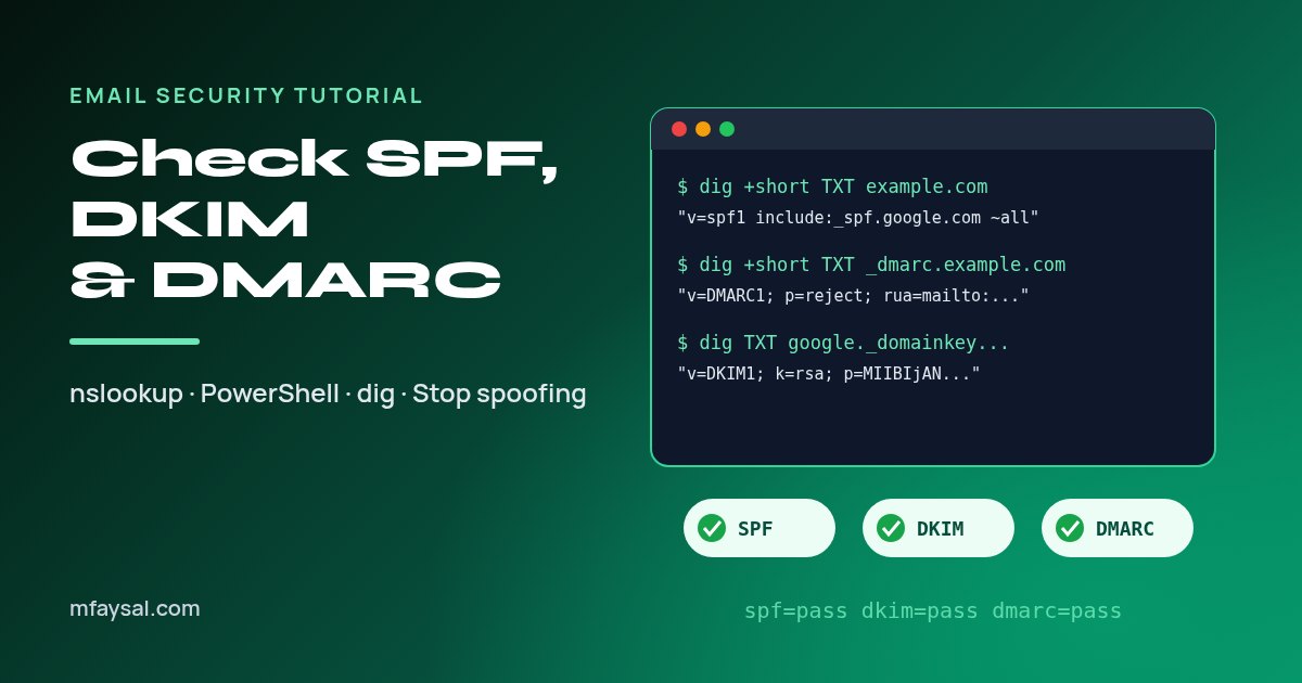 How to Check SPF, DKIM and DMARC Records for Any Domain (Windows, Mac and Linux)