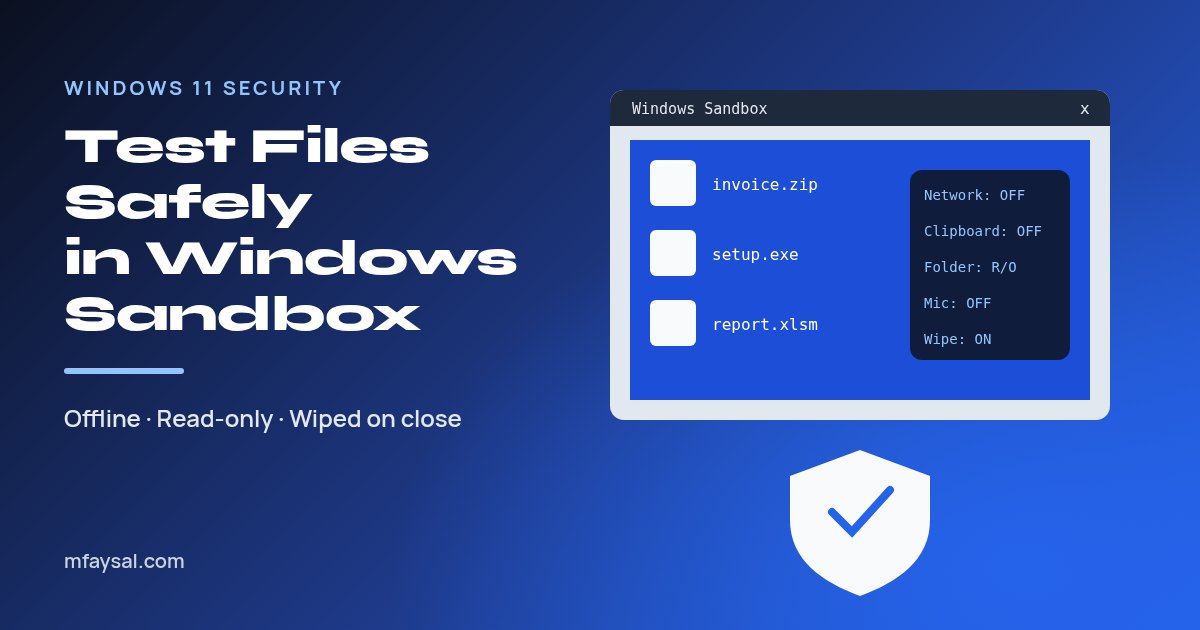 How to Use Windows Sandbox to Test Suspicious Files Safely (Windows 11 Step-by-Step)