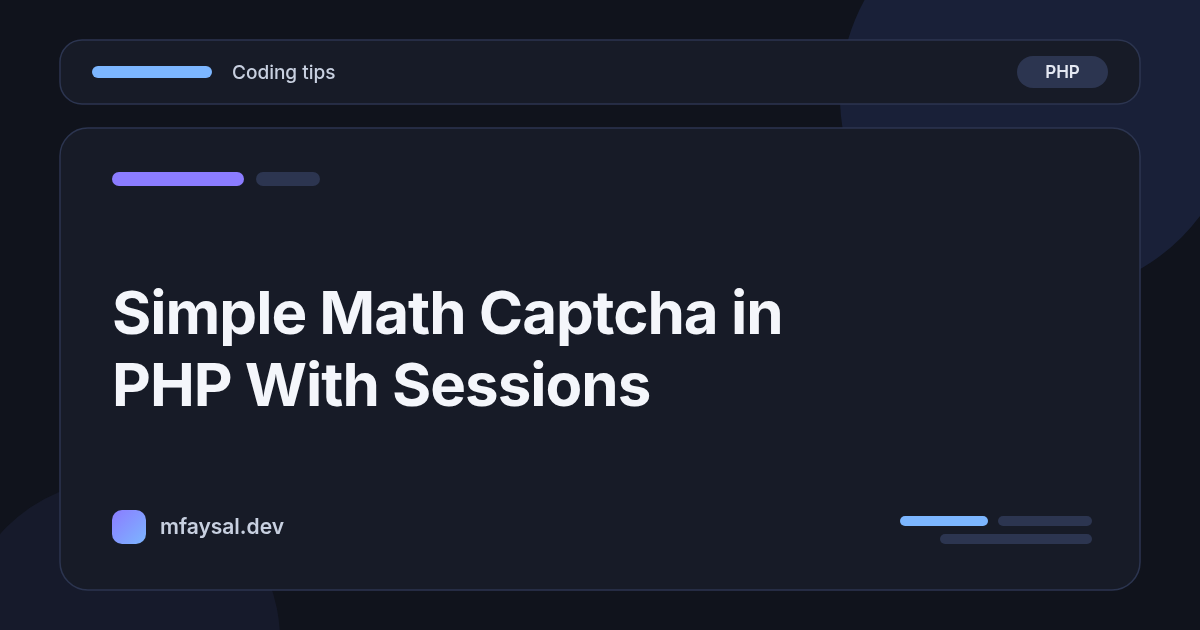 Simple Math Captcha in PHP With Sessions