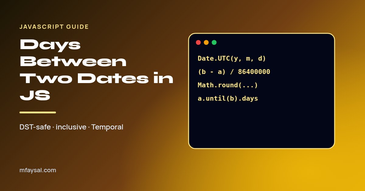 Cover image for JavaScript: Calculate the Difference Between Two Dates in Days (Without DST Bugs)