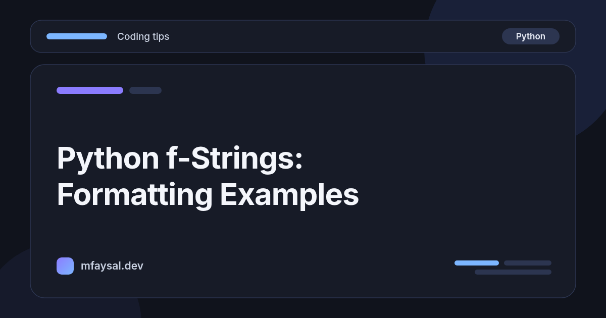 Python f-Strings: Formatting Examples