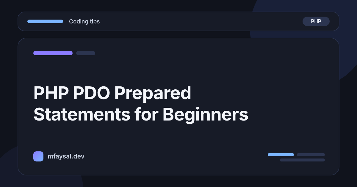 PHP PDO Prepared Statements for Beginners
