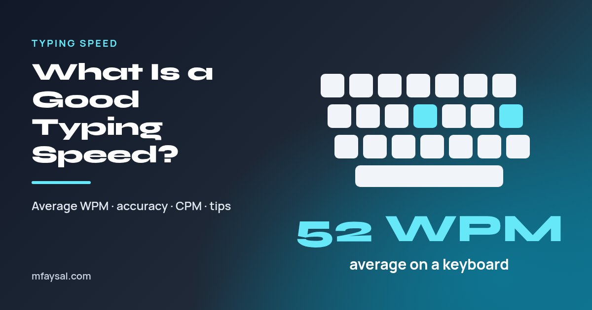 Cover image for What Is a Good Typing Speed? Average WPM, Accuracy and How to Get Faster