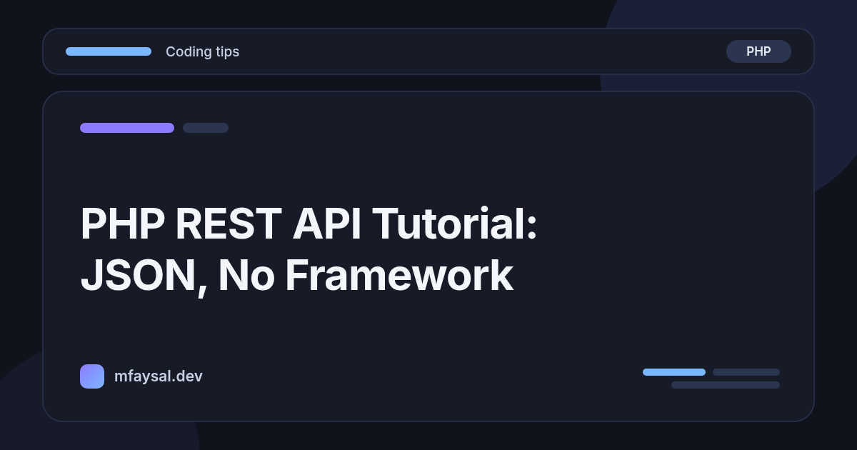 Cover image for PHP REST API Tutorial: Build a JSON API Without a Framework