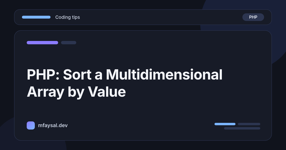 PHP Sort Multidimensional Array by Value (usort, Tested)