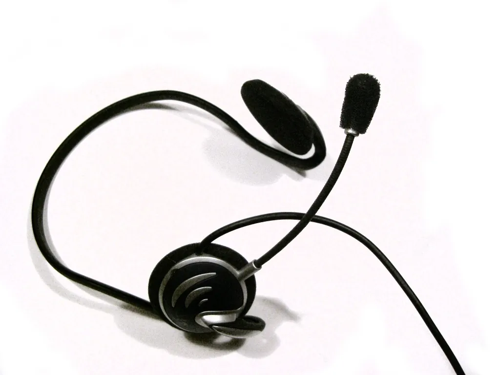 Headset with a boom microphone on a white background