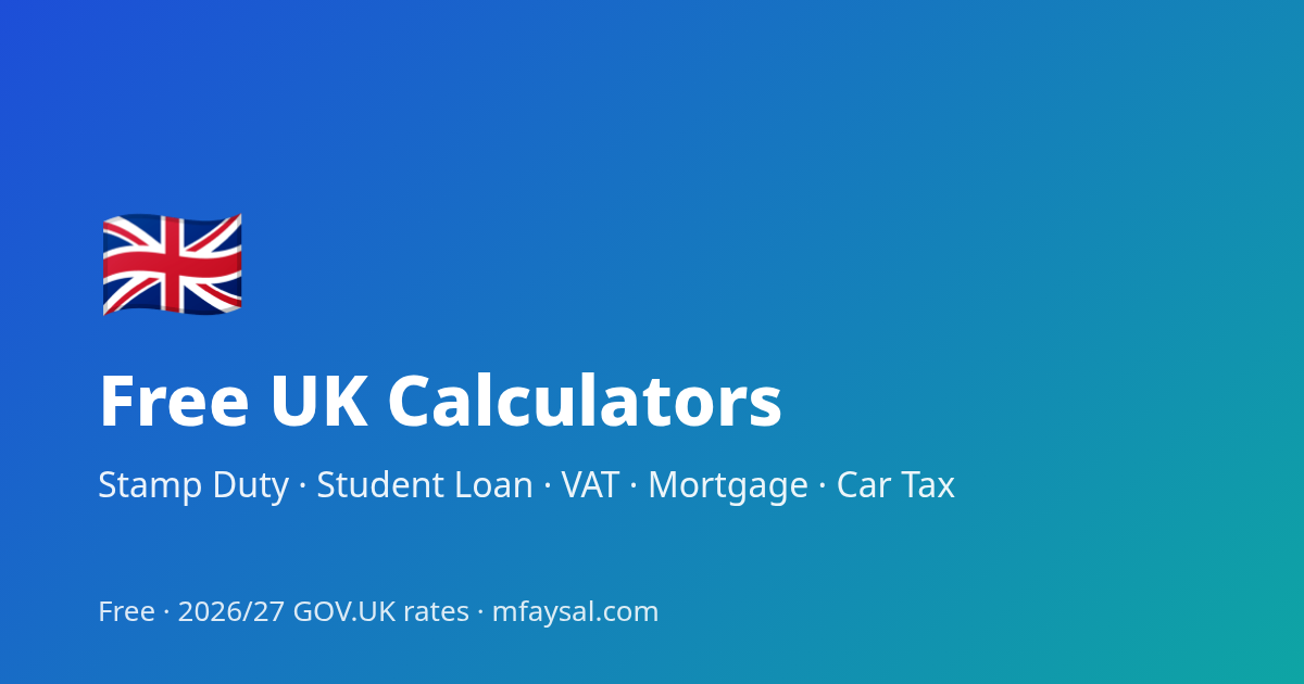 UK Calculators Suite (2026/27) project cover, built with HTML5 and CSS3