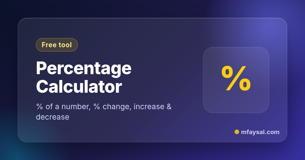 Percentage Calculator project cover, built with HTML and CSS