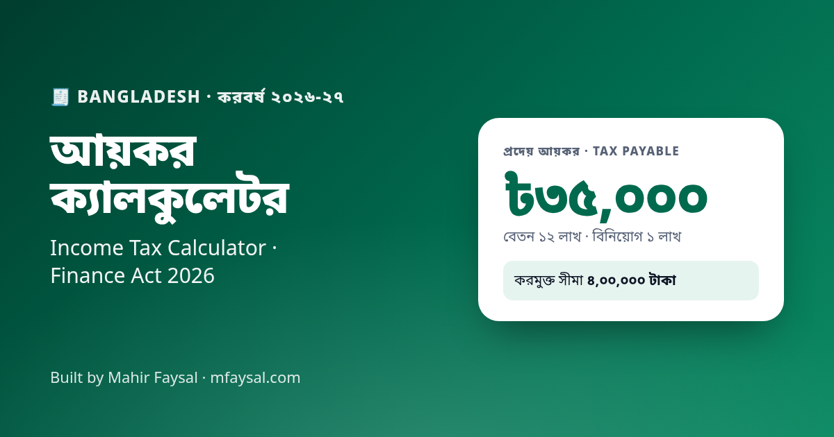 Bangladesh Income Tax Calculator project cover, built with HTML and CSS