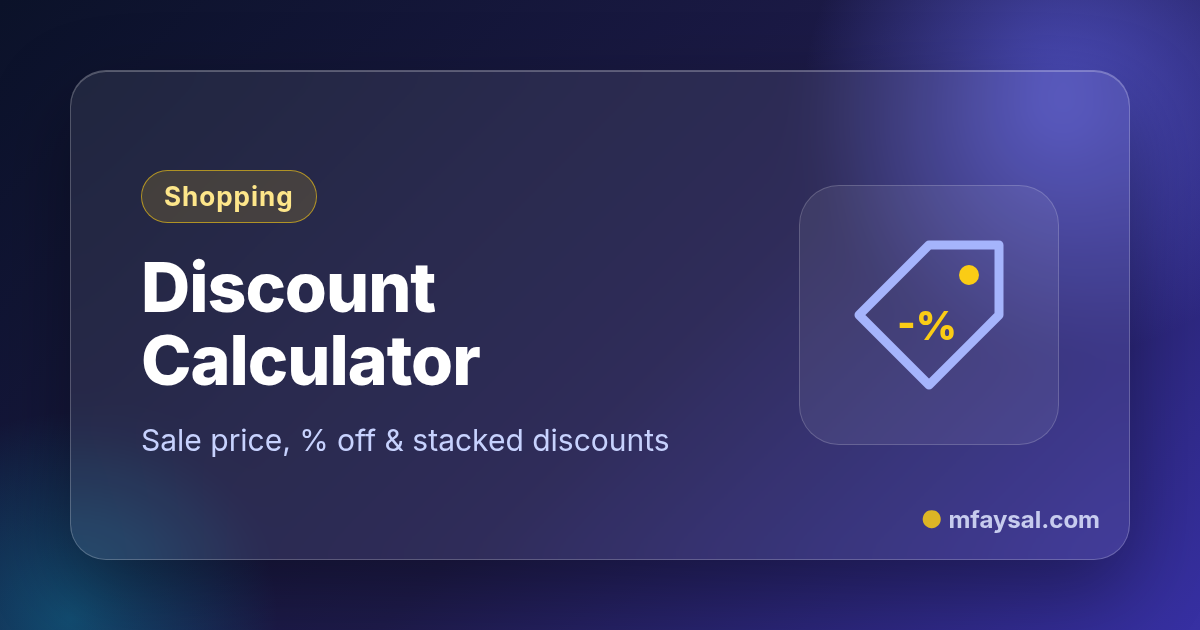 Discount Calculator project cover, built with HTML and CSS
