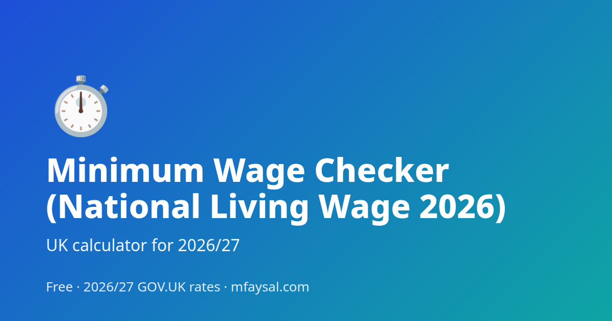 Minimum Wage Checker UK (April 2026) project cover, built with HTML5 and CSS3