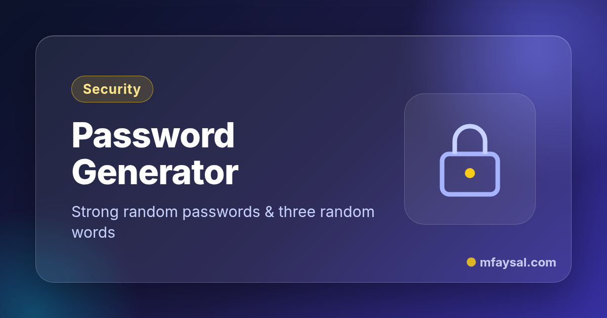 Password Generator project cover, built with HTML and CSS