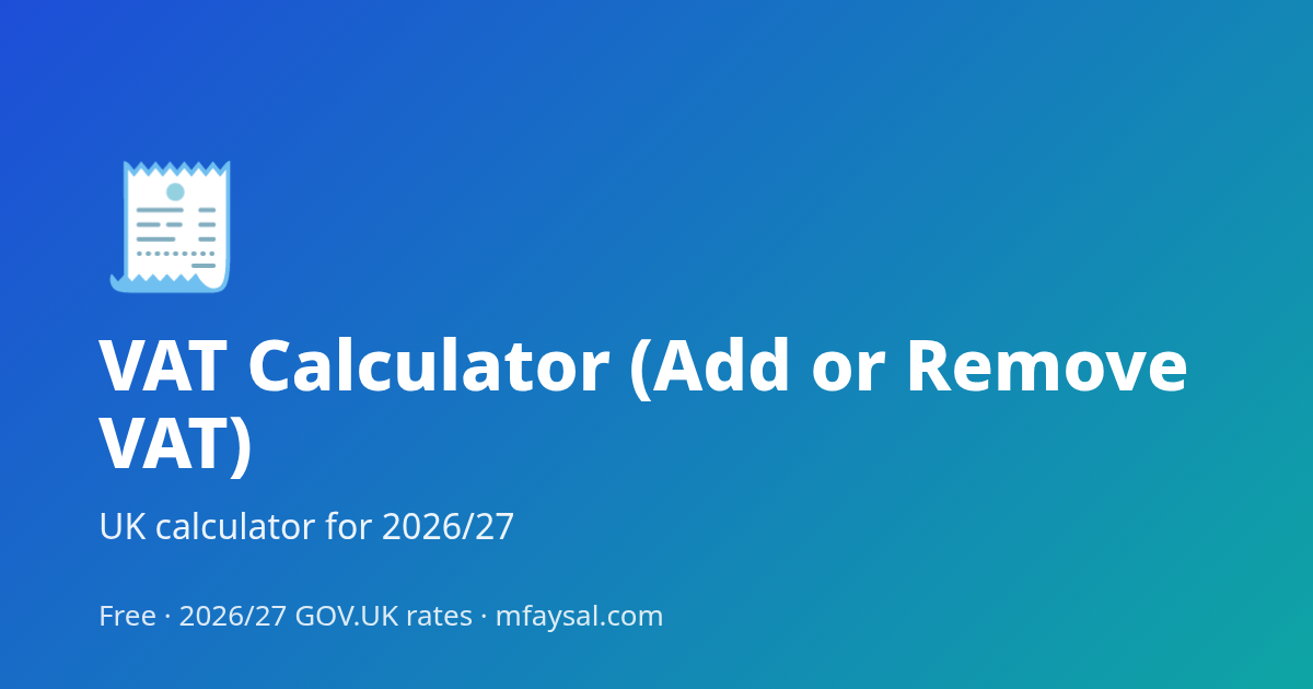 VAT Calculator (Add or Remove VAT) project cover, built with HTML5 and CSS3