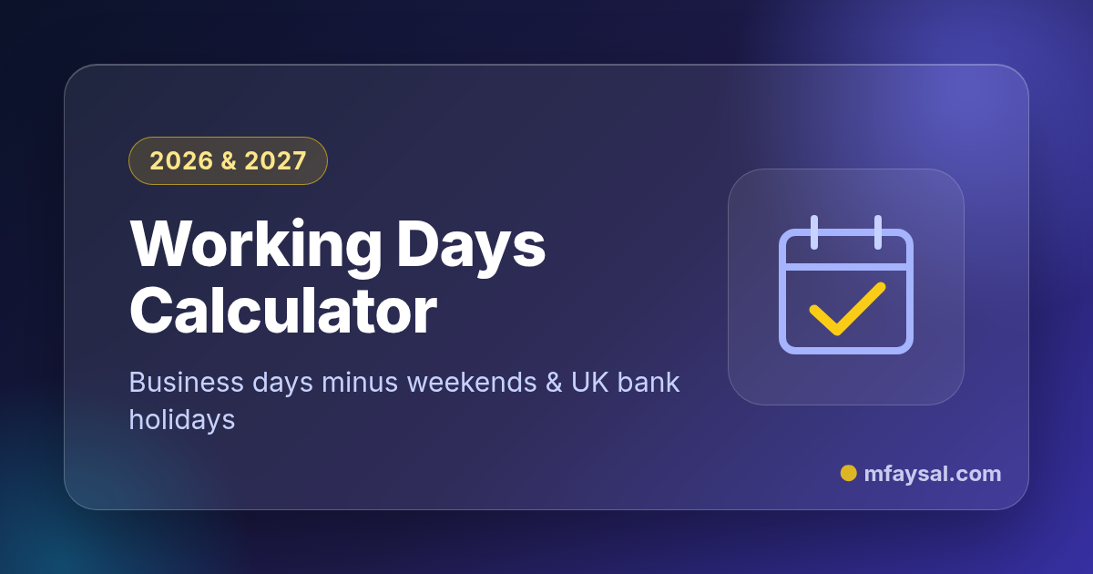 Working Days Calculator project cover, built with HTML and CSS