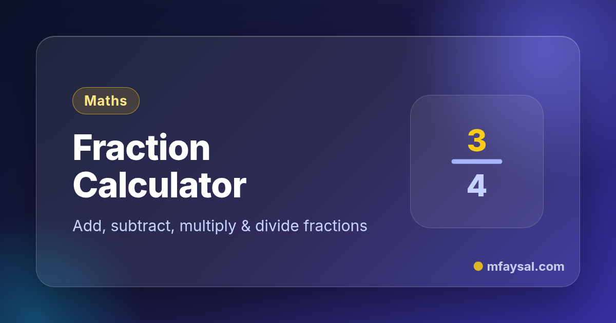 Fraction Calculator project cover, built with HTML and CSS